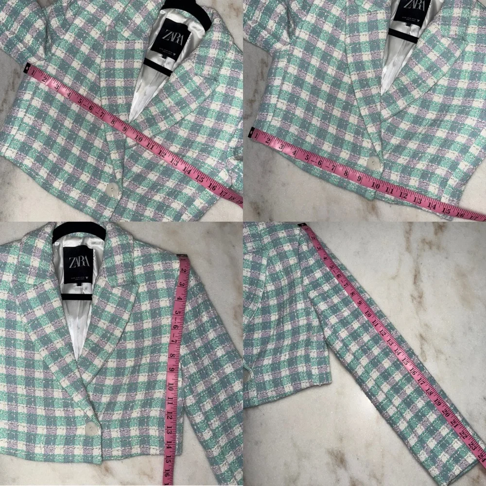 Zara Pastel Plaid Cropped Blazer and Skort Set - Picture 16 of 17